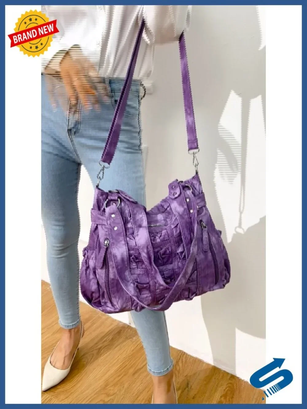 Women's PU Leather Hobo Shoulder Bag Large Capacity Purse